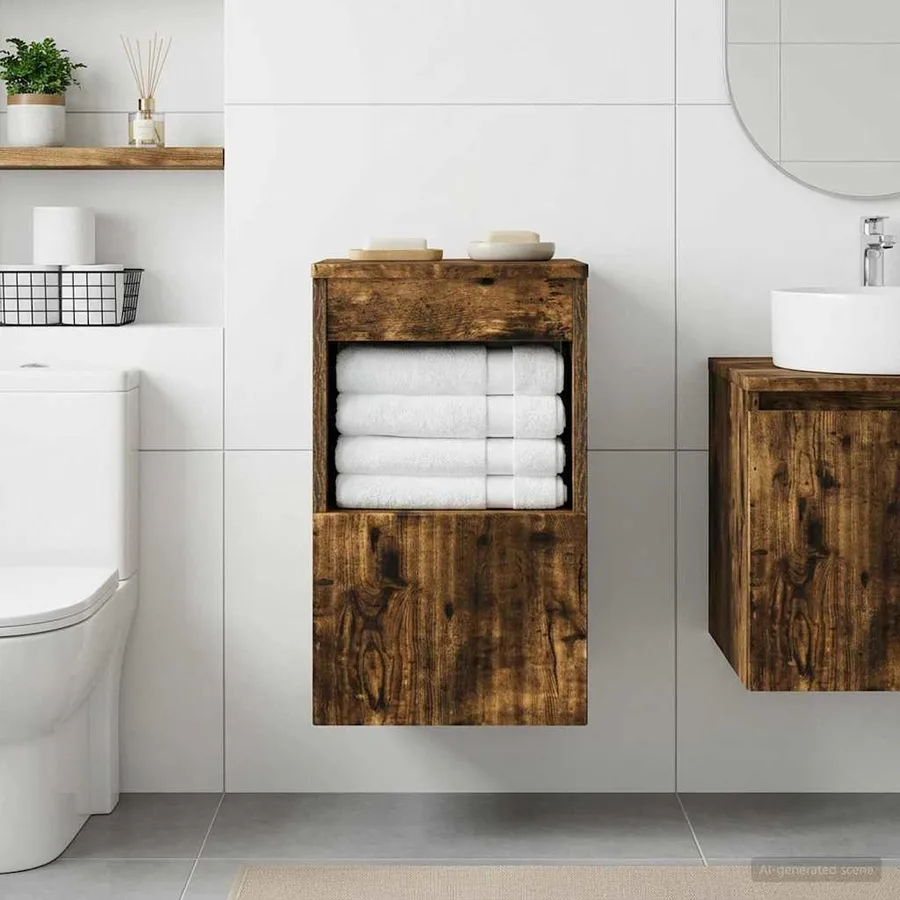 Armoire de salle de bain Chêne fumé 30 x 41 x 50 cm - 4