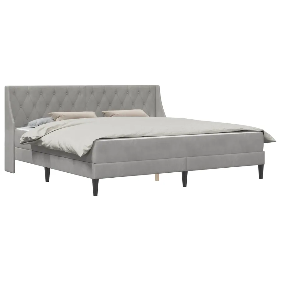 Cadre de lit avec matelas Gris clair 200 x 200 cm Velours - 2