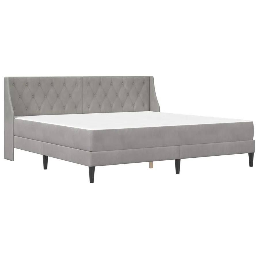 Cadre de lit avec matelas Gris clair 200 x 200 cm Velours - 3
