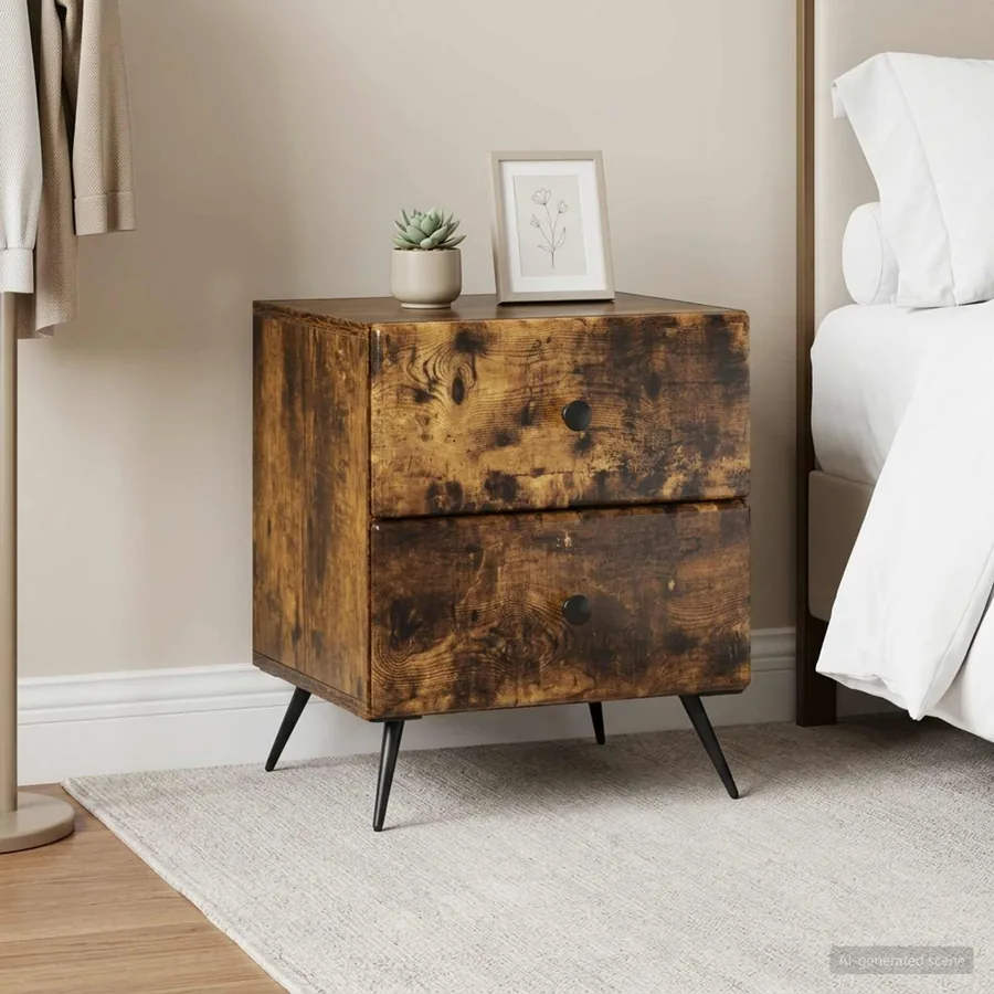 Cabinet de chevet 2 pcs Chêne fumé 43 x 34,5 x 47,5 cm