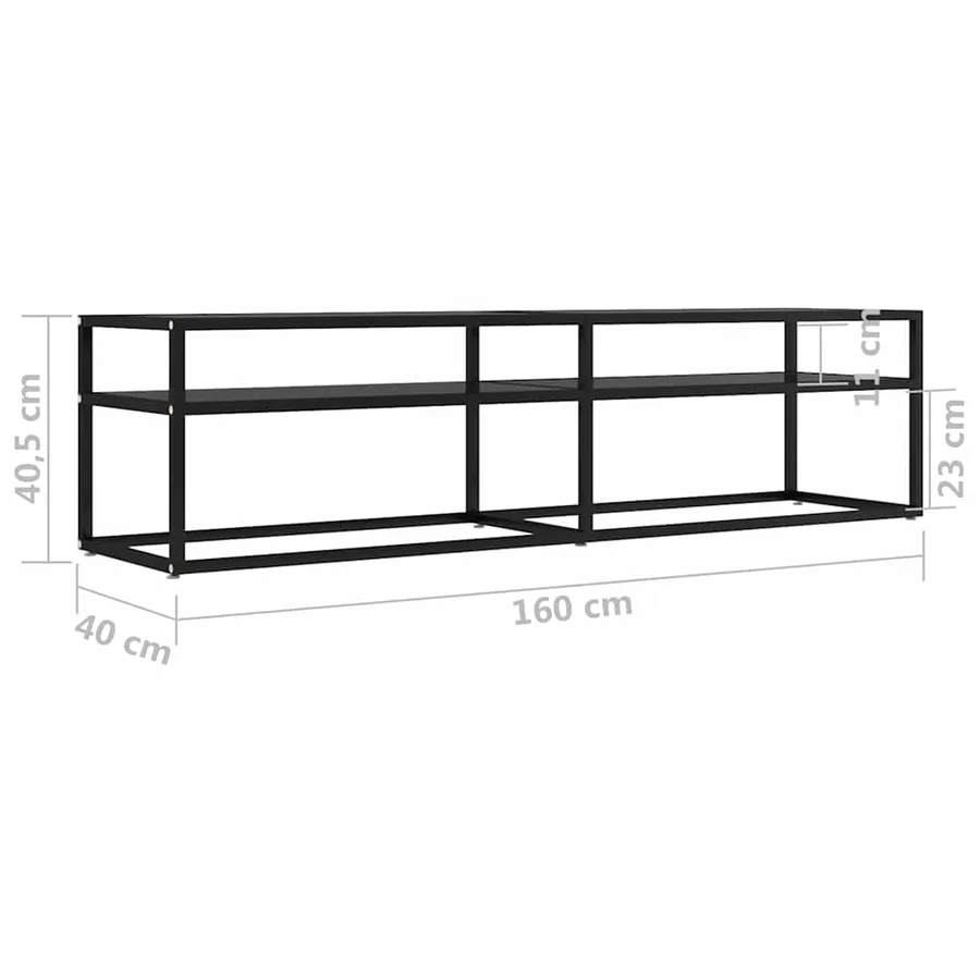 Meuble TV noir 160x40x40,5 cm verre trempé - 6