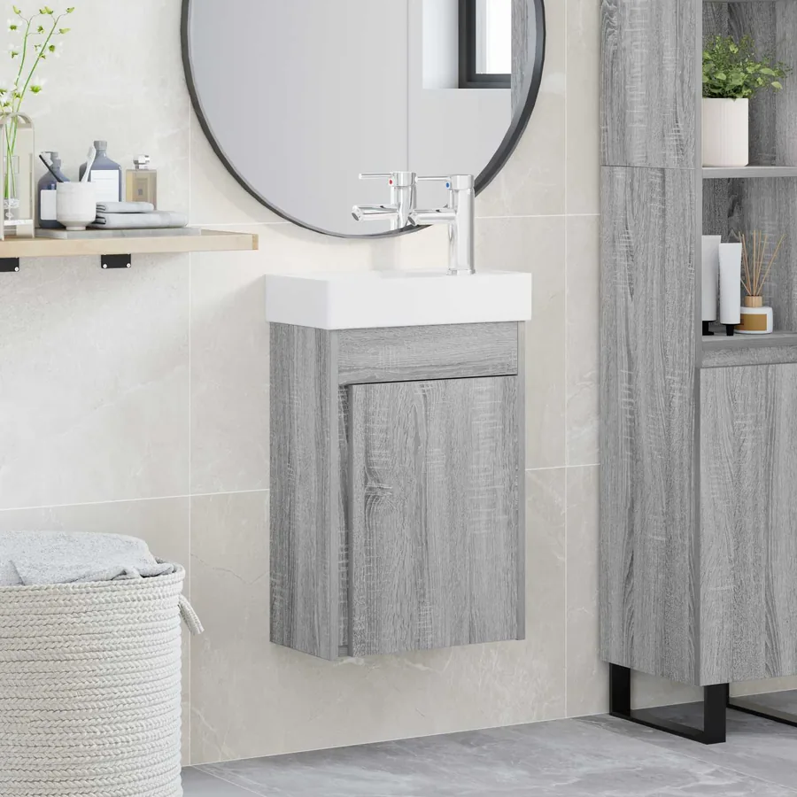 Meuble de salle de bain avec robinet Sonoma gris