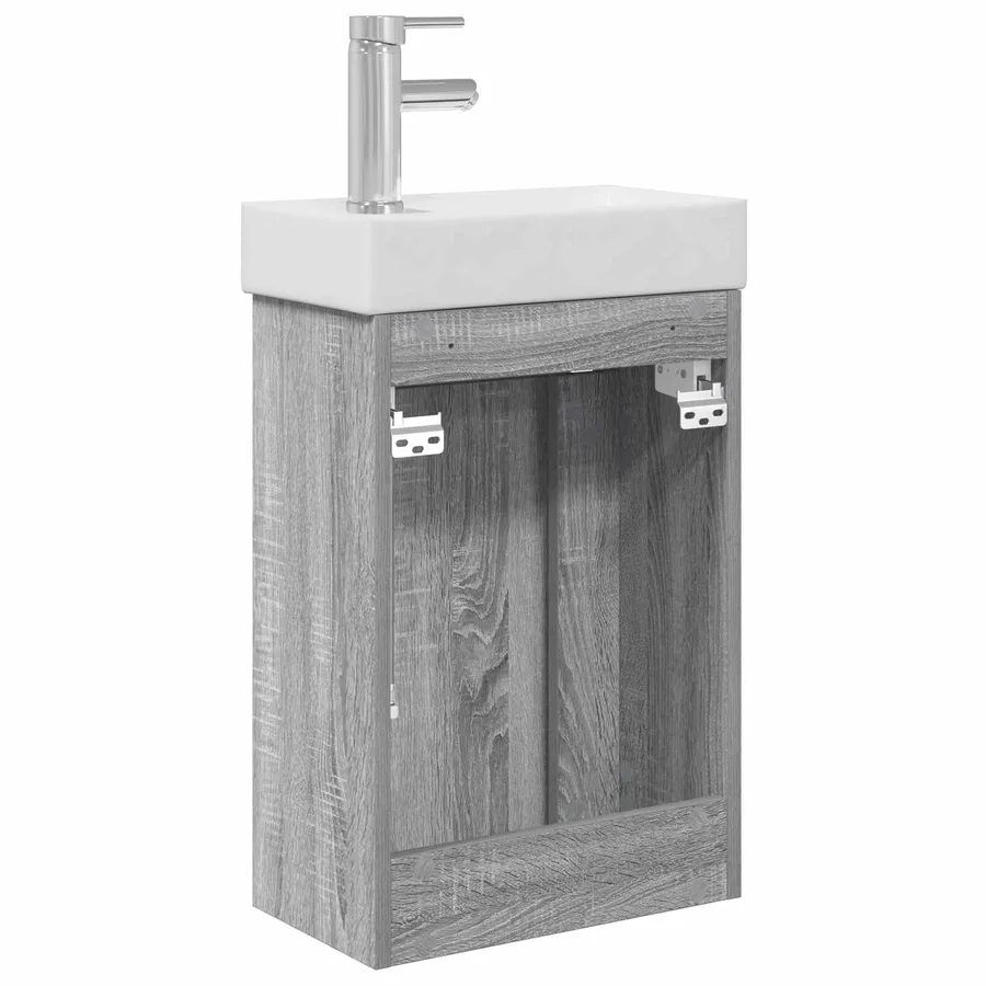 Meuble de salle de bain avec robinet Sonoma gris - 7