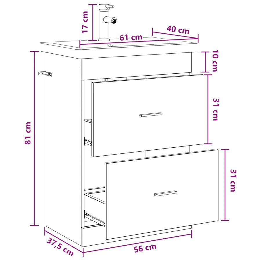 Ensemble de mobilier de salle de bain Chêne Sonoma - 11