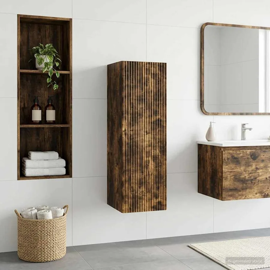 Cabinet de Salle de Bain Mural Chêne fumé 33 x 34,5 x 100 cm