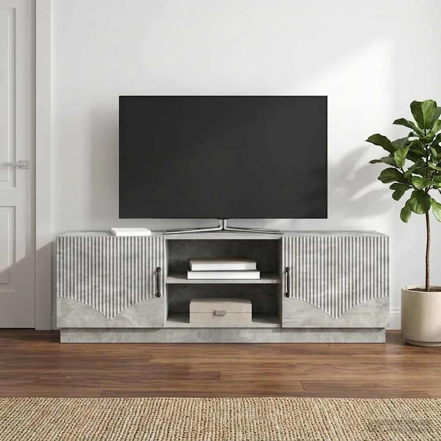 Meuble TV Gris béton 150 x 31 x 47 cm Bois d'ingénierie - 4