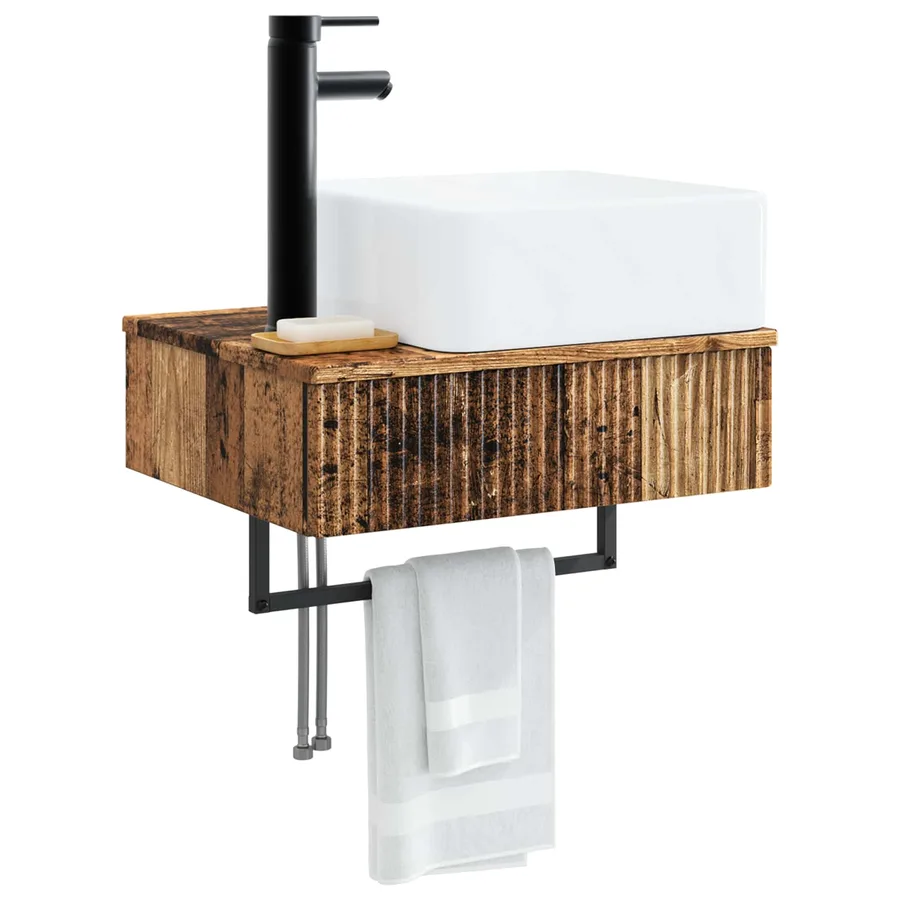 Basin de lavage mural Bois ancien 53 x 35 x 39 cm - 3