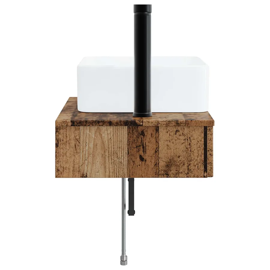 Basin de lavage mural Bois ancien 53 x 35 x 39 cm - 4