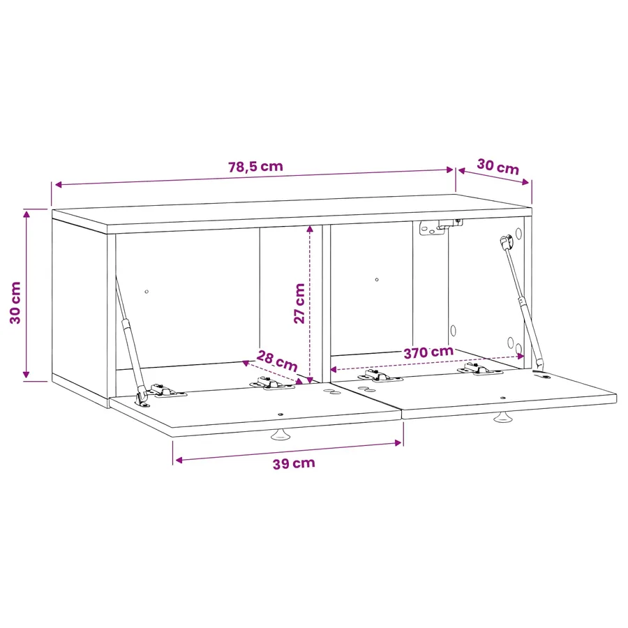 Meuble TV mural Gris béton 78,5 x 31 x 30 cm Bois d'ingénierie - 12