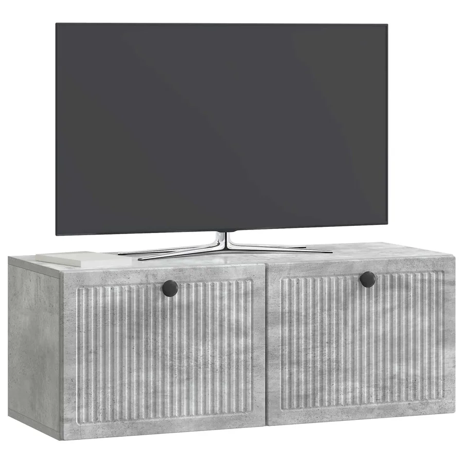 Meuble TV mural Gris béton 78,5 x 31 x 30 cm Bois d'ingénierie - 3