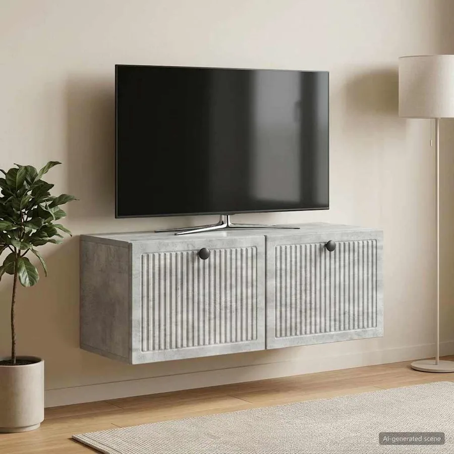 Meuble TV mural Gris béton 78,5 x 31 x 30 cm Bois d'ingénierie - 4
