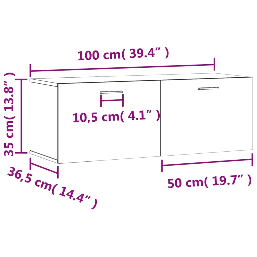Armoire murale gris béton 100x36,5x35 cm bois d'ingénierie - 12