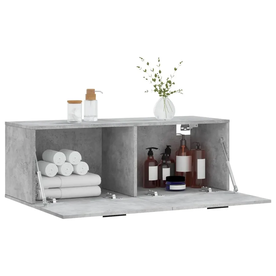 Armoire murale gris béton 100x36,5x35 cm bois d'ingénierie - 8