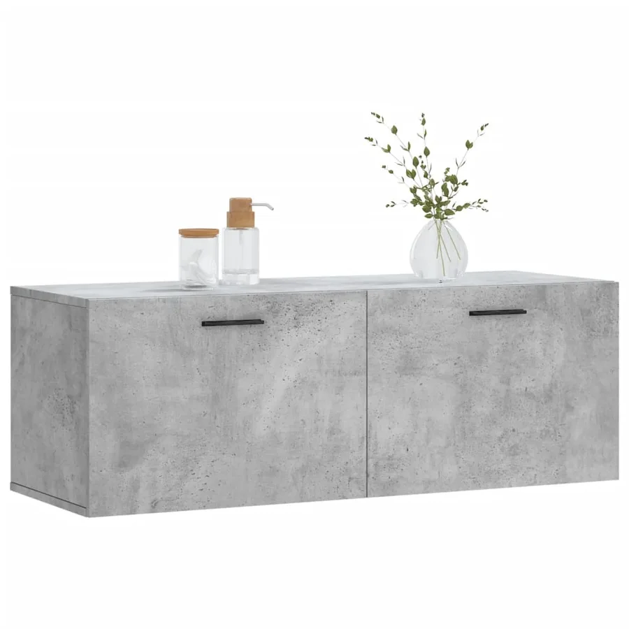 Armoire murale gris béton 100x36,5x35 cm bois d'ingénierie - 9
