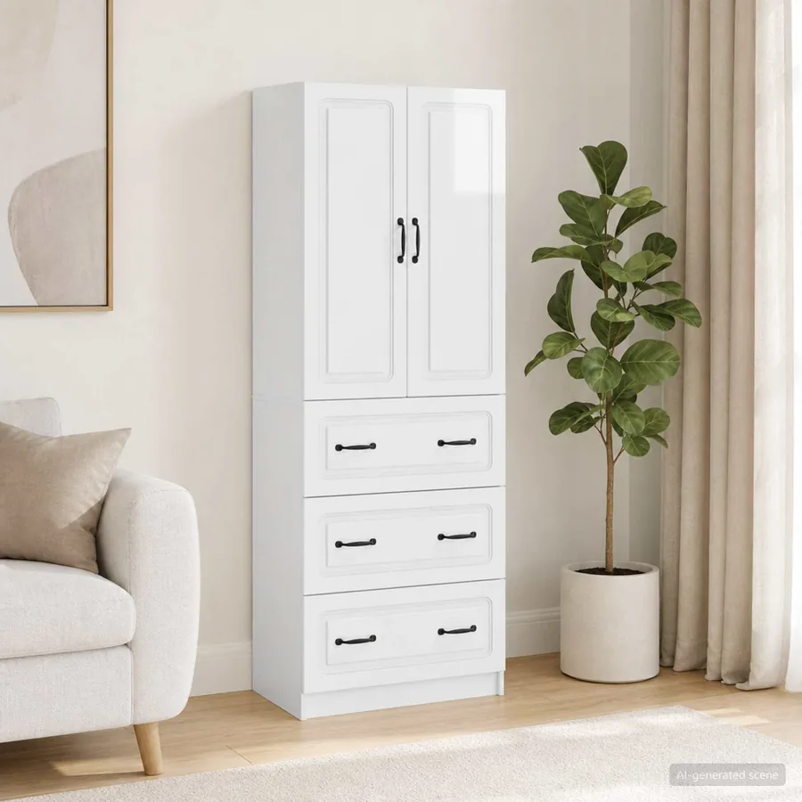 Ensemble de Meubles 2 pcs Blanc brillant 66 x 34,5 x 87 cm
