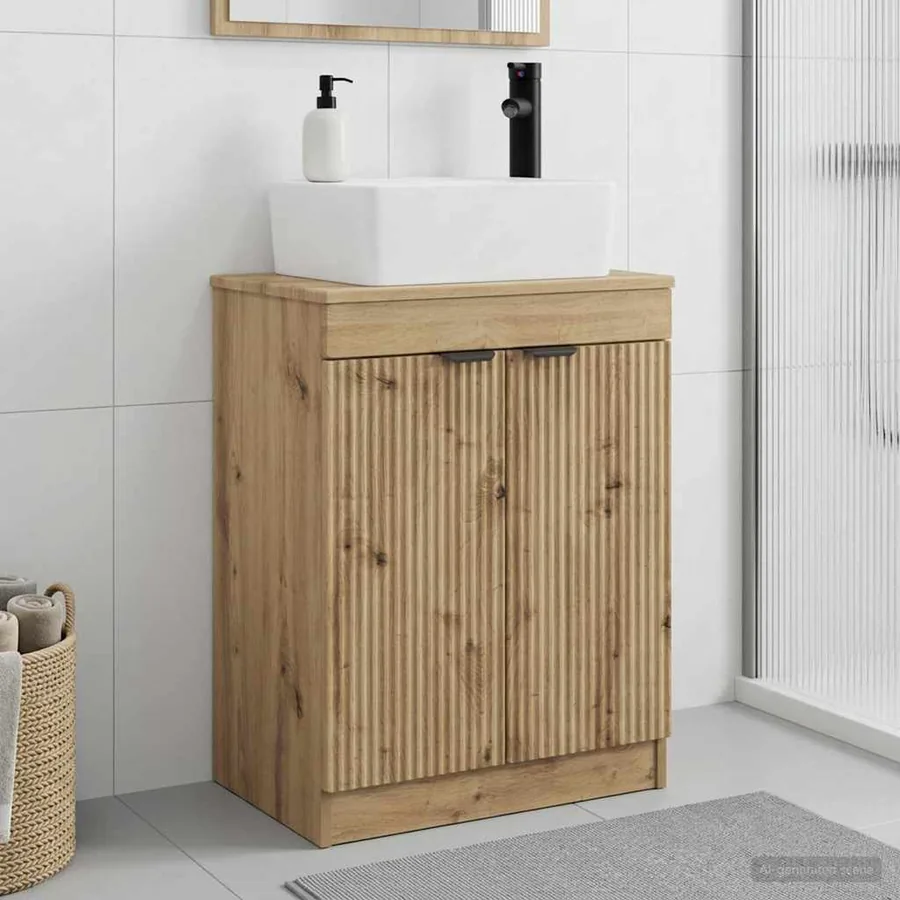Meuble de salle de bain avec évier Chêne artisanal
