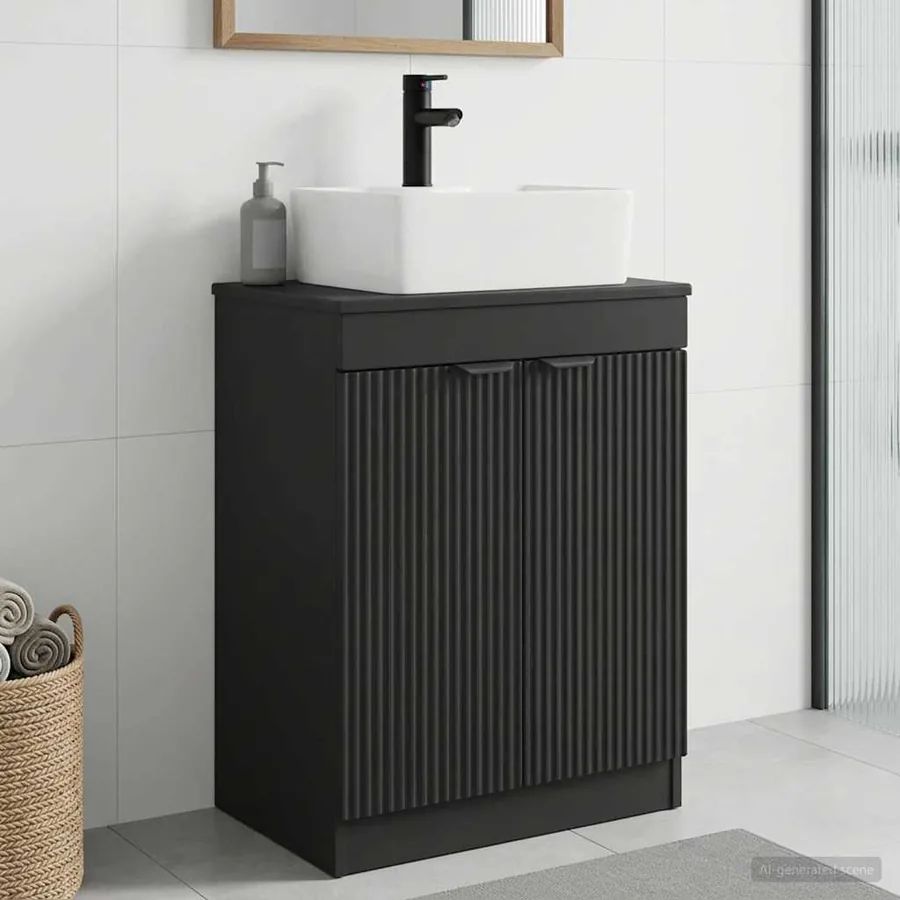 Meuble de salle de bain avec évier Noir 54 x 35 x 83 cm