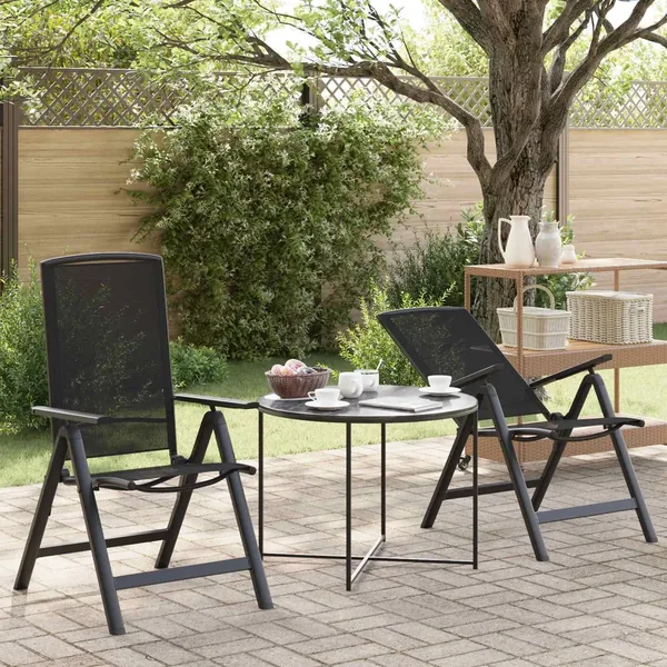 Chaises de jardin inclinables 2 pcs Noir 58 x 71 x 112 cm