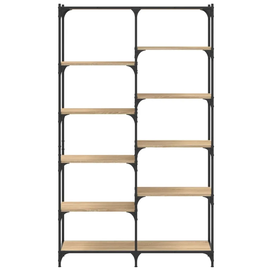 Bibliothèque chêne sonoma 100x32x170cm bois d'ingénierie et fer - 4