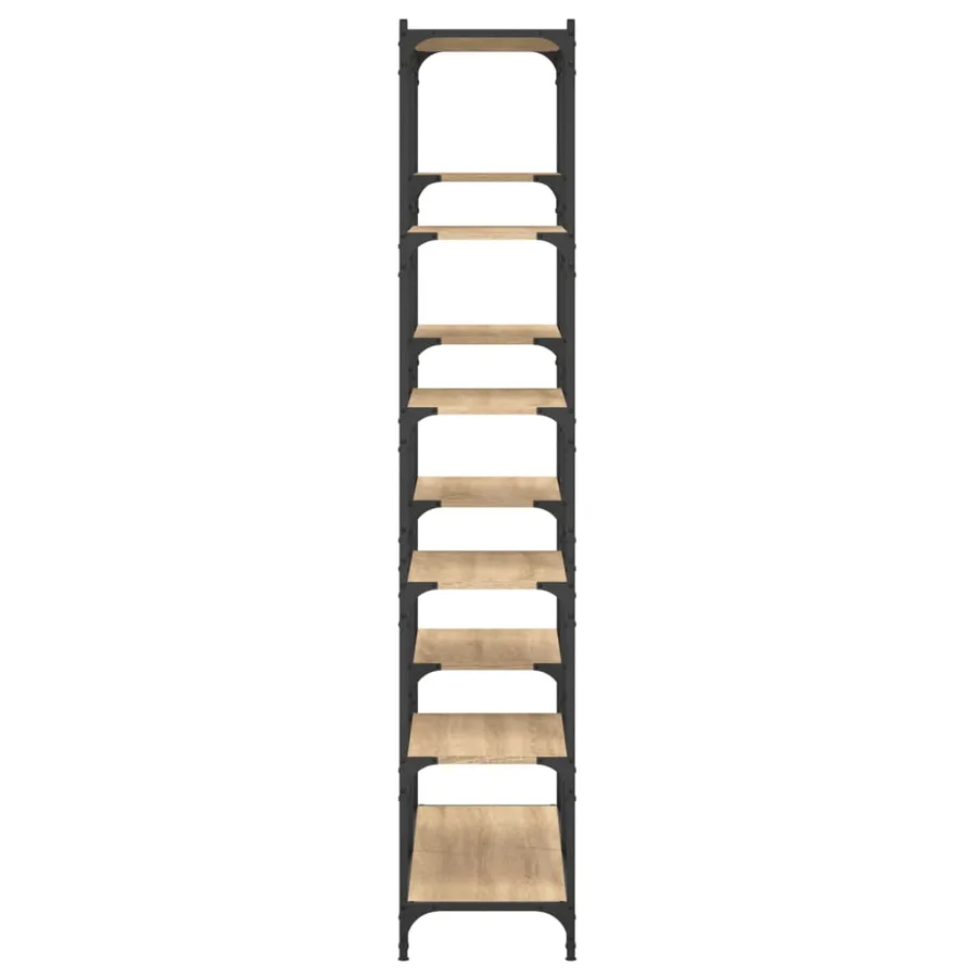Bibliothèque chêne sonoma 100x32x170cm bois d'ingénierie et fer - 5