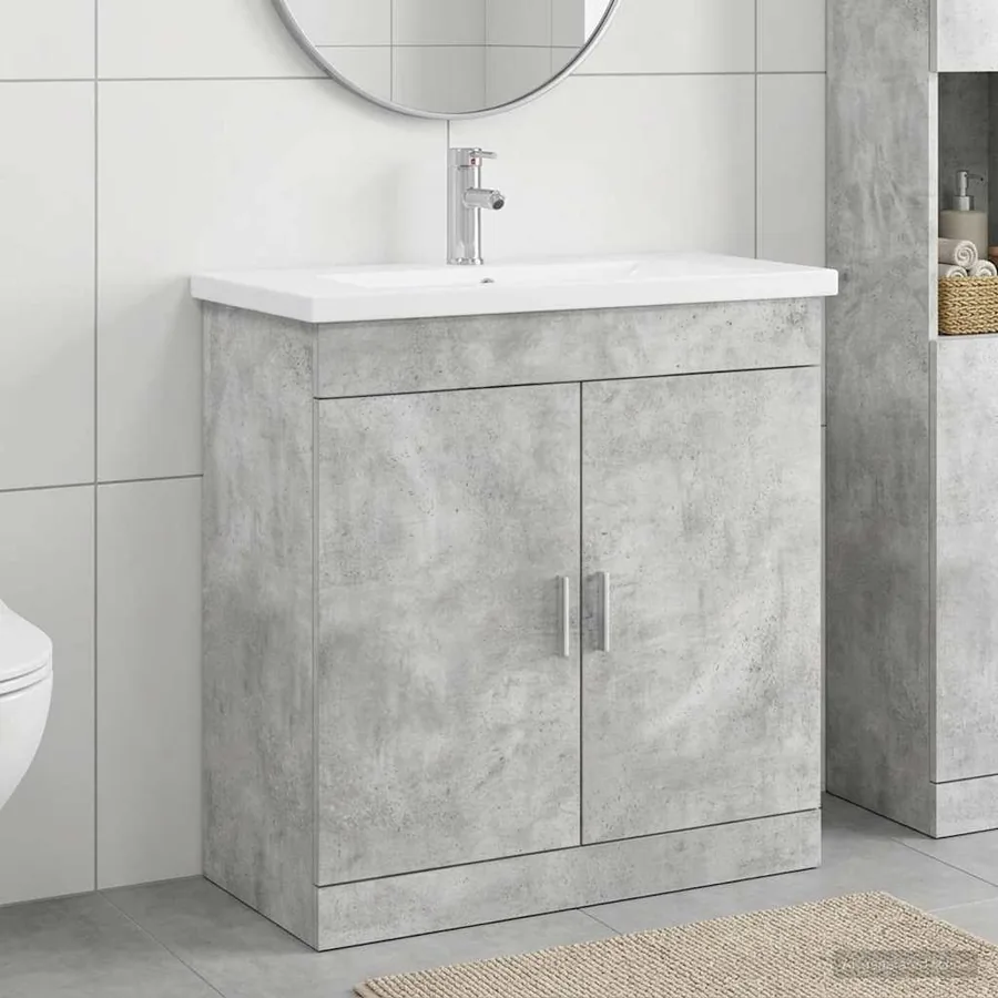 Ensemble de mobilier de salle de bain Gris béton