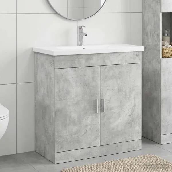 Ensemble de mobilier de salle de bain Gris béton