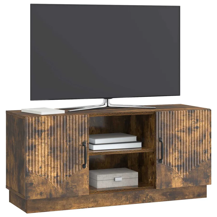 Meuble TV Chêne fumé 102 x 34,5 x 47 cm Bois d'ingénierie - 3