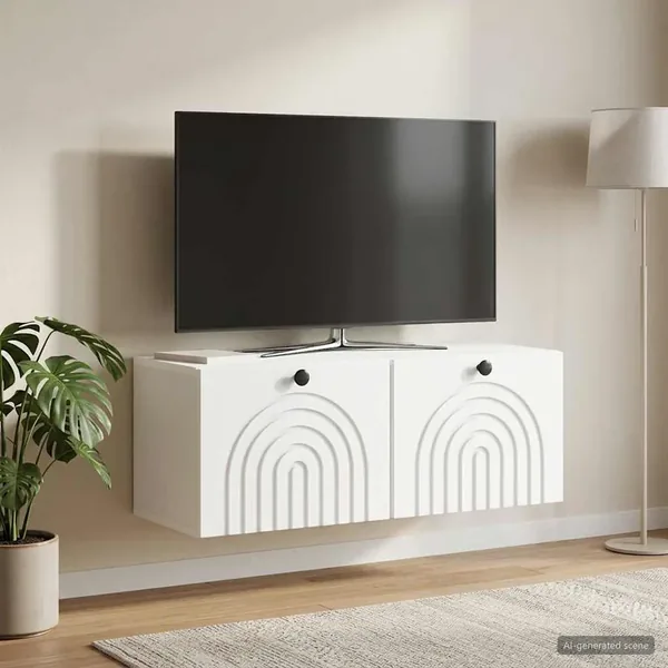 Meuble TV mural Blanc 78,5 x 31 x 30 cm Bois d'ingénierie