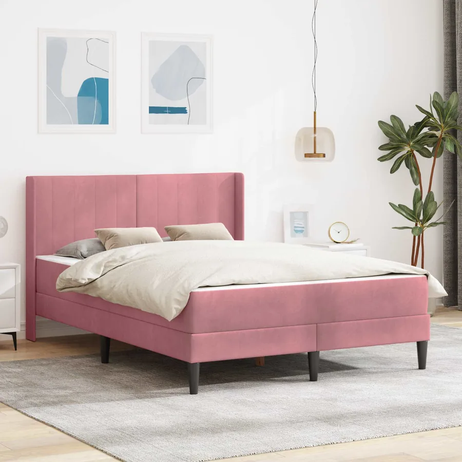 Cadre de lit avec matelas Rose 120 x 190 cm Velours