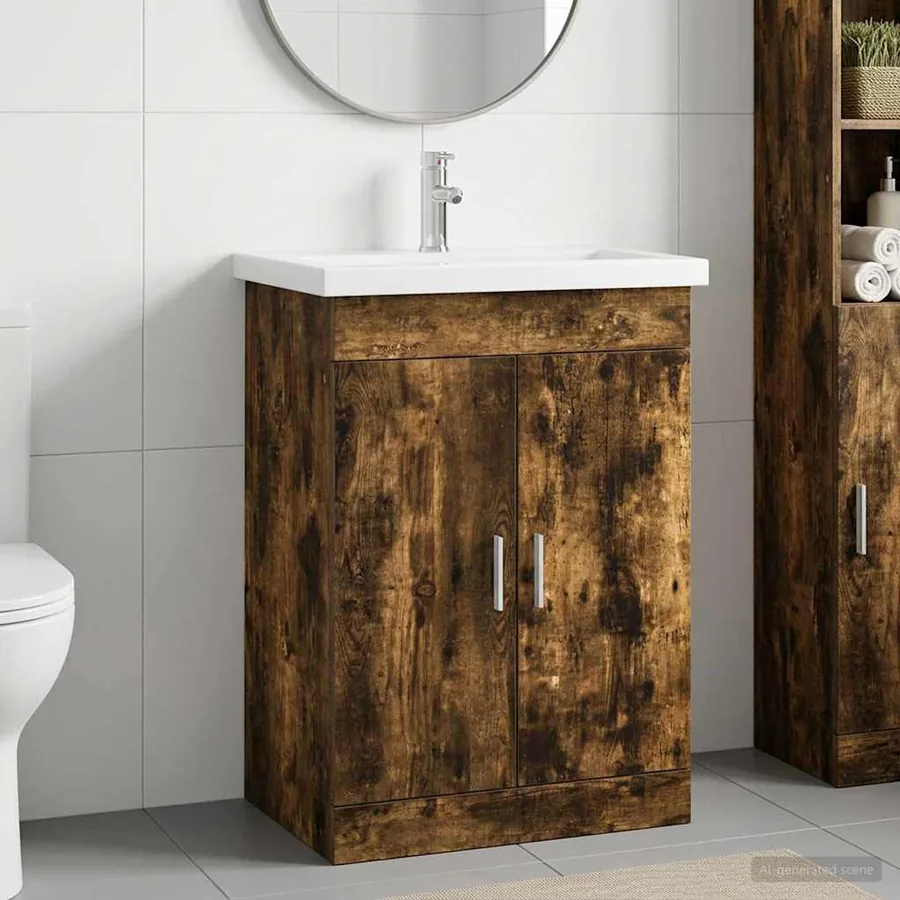 Ensemble de mobilier de salle de bain Chêne fumé