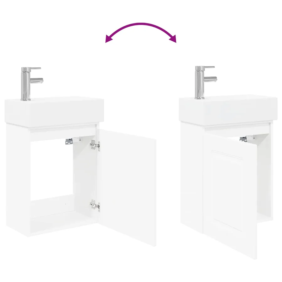 Meuble de salle de bain avec robinet Blanc 45,5 x 22,5 x 84 cm - 9