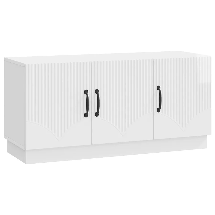 Meuble TV Blanc brillant 99 x 34,5 x 47 cm Bois d'ingénierie - 2
