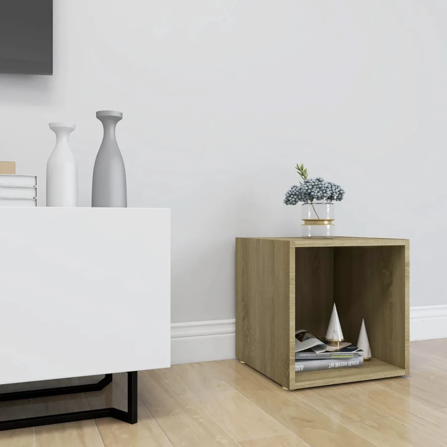 Meuble TV chêne sonoma 37x35x37 cm bois d’ingénierie - 7