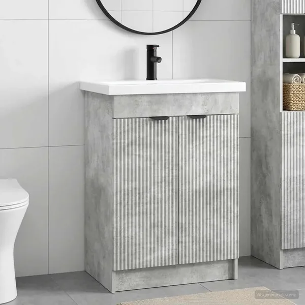 Ensemble de mobilier de salle de bain Gris béton
