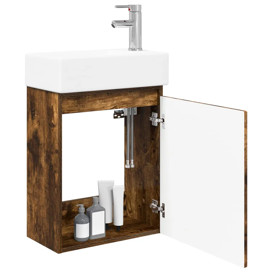 Meuble de salle de bain avec robinet Chêne fumé - 3