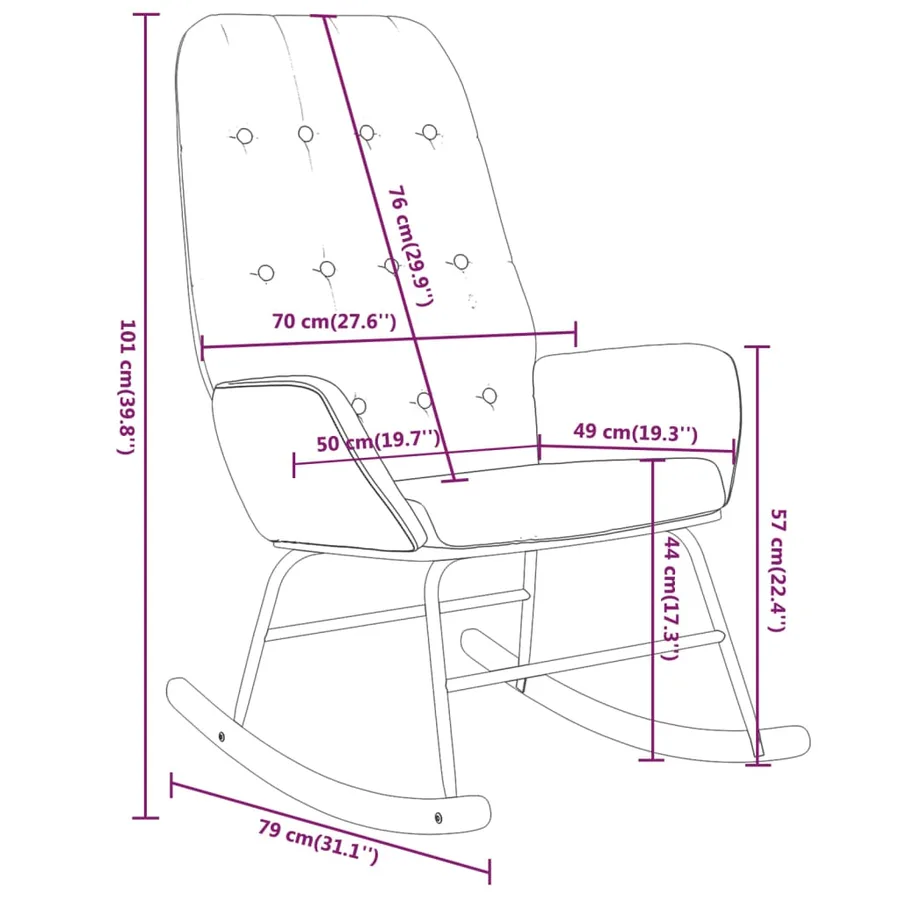 Chaise à bascule Crème Tissu - 8