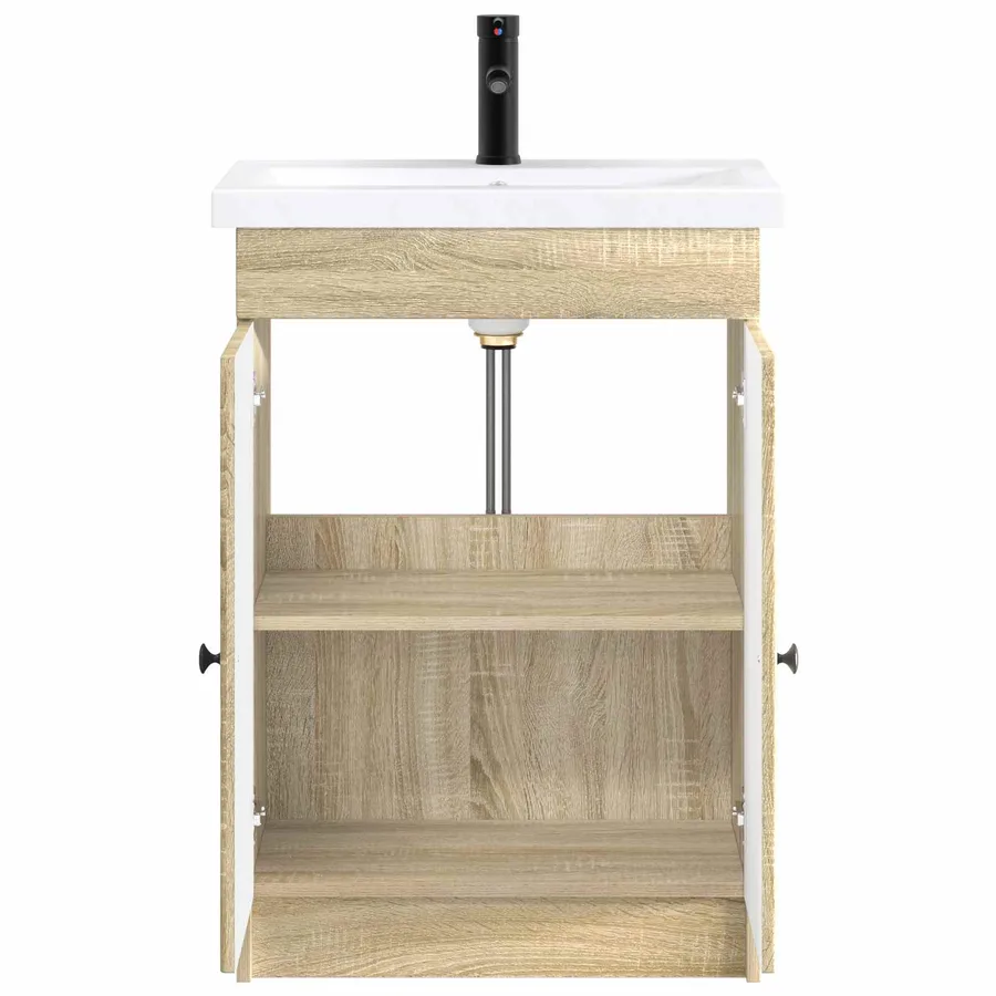 Ensemble de mobilier de salle de bain Chêne Sonoma - 3