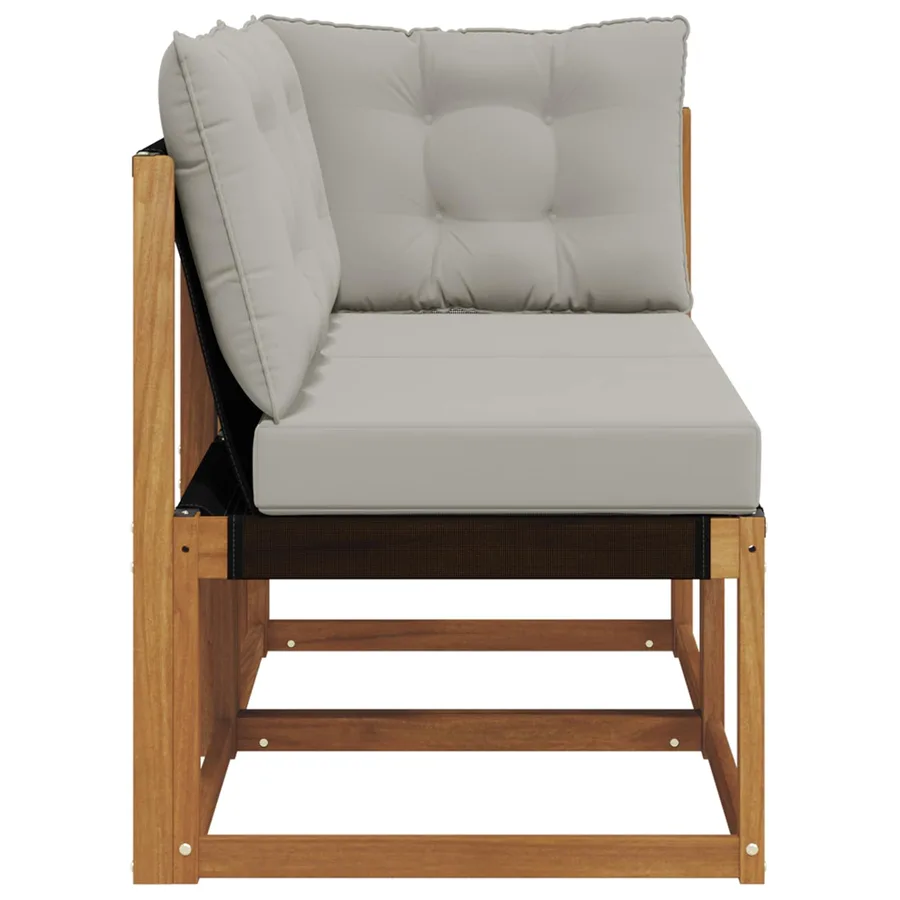 Canapé d’extérieur milieu et coin avec coussin 2 Pièce Naturel - 6
