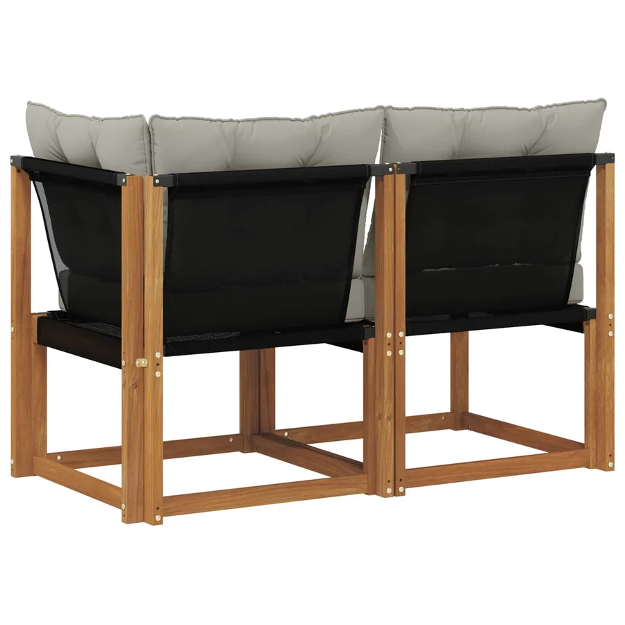 Canapé d’extérieur milieu et coin avec coussin 2 Pièce Naturel - 7