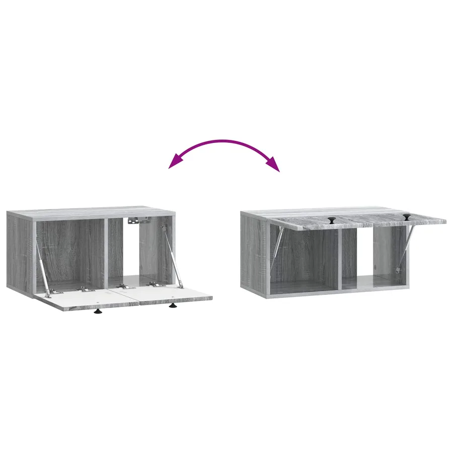 Meuble TV mural Sonoma gris 59,5 x 31 x 30 cm Bois d'ingénierie - 8