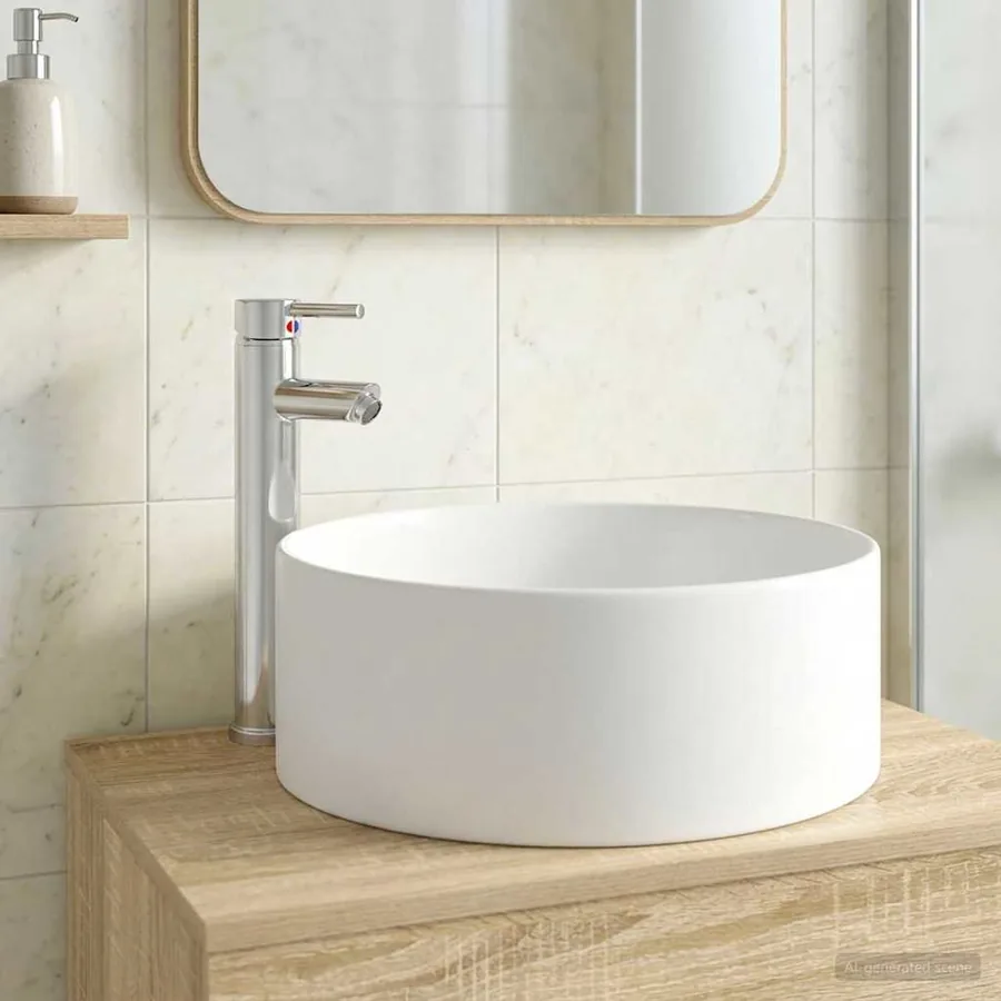 Lavabo de salle de bains Chrome 40,5 x 40,5 x 15,5 cm métal