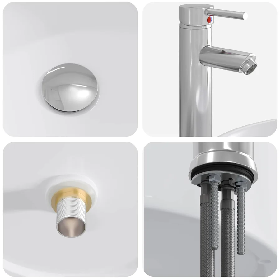 Lavabo de salle de bains Chrome 40,5 x 40,5 x 15,5 cm métal - 8