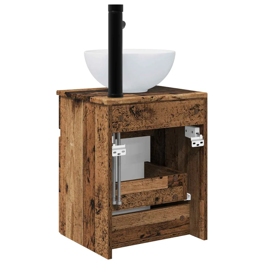 Meuble de lavabo mural Bois ancien 39 x 35 x 63 cm - 4