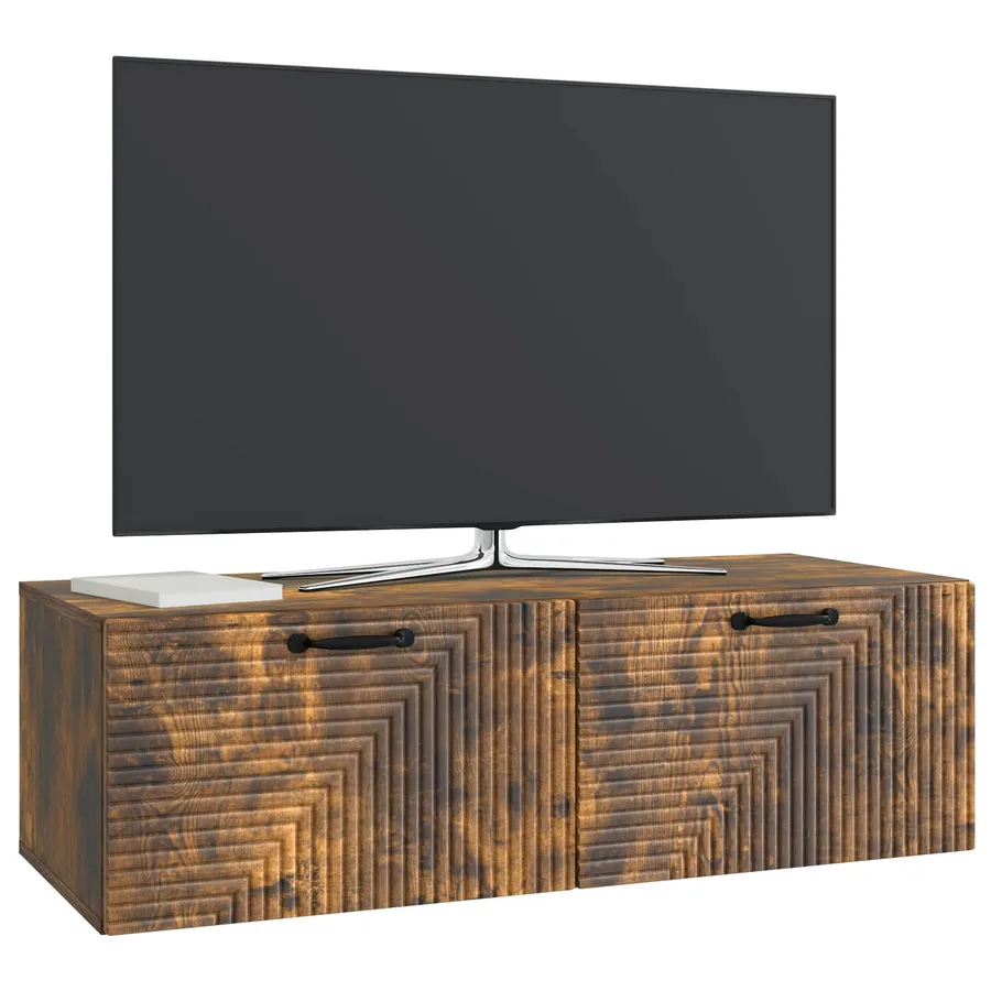 Meuble TV mural Chêne fumé 98 x 41 x 30 cm Bois d'ingénierie - 3