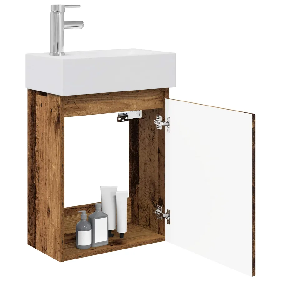 Meuble de salle de bain avec robinet Bois ancien - 3