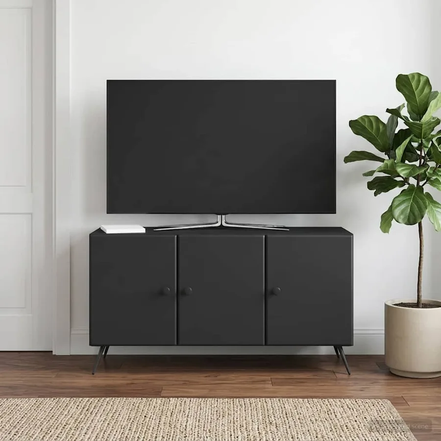 Meuble TV Noir 99 x 34,5 x 50 cm Bois d'ingénierie - 4