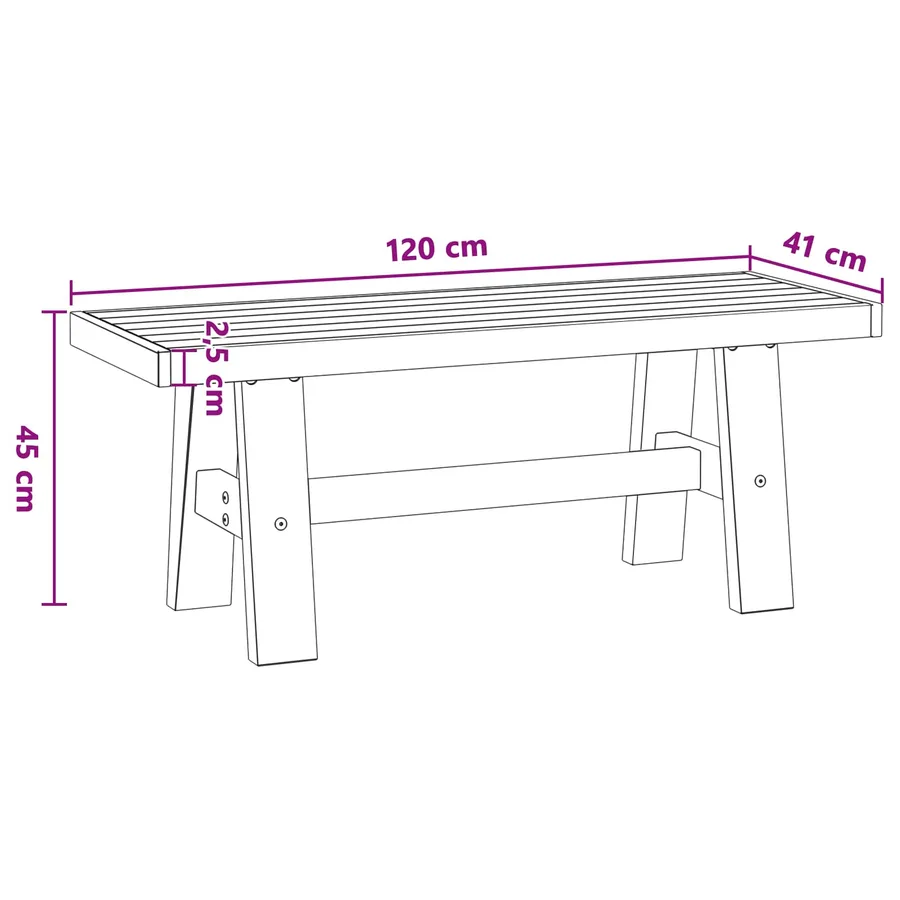 Banc de salle à manger NOAIN 120 x 41 x 45 cm Pin massif Noir - 9