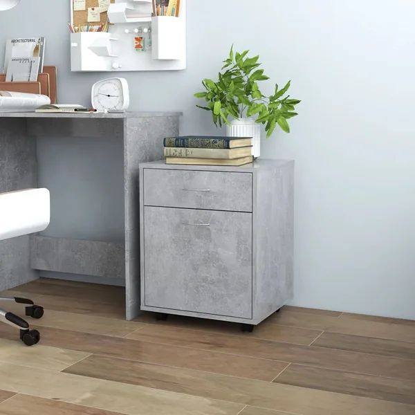 Armoire à roulettes Gris béton 45x38x54 cm Bois d’ingénierie