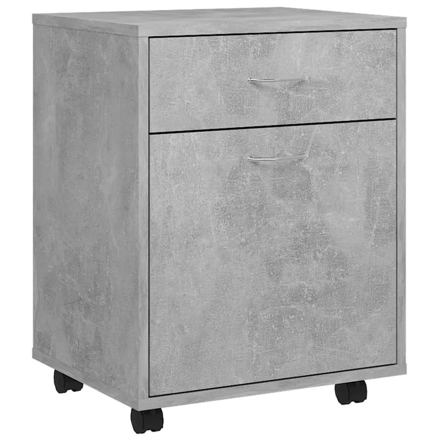 Armoire à roulettes Gris béton 45x38x54 cm Bois d’ingénierie - 2
