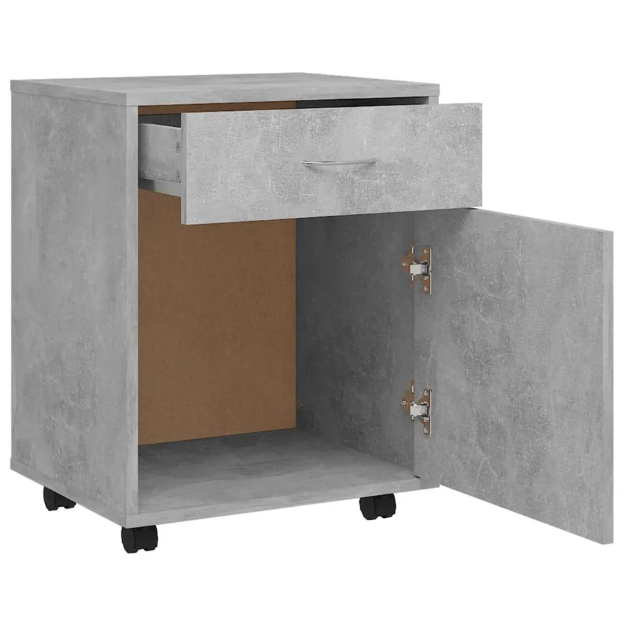 Armoire à roulettes Gris béton 45x38x54 cm Bois d’ingénierie - 6